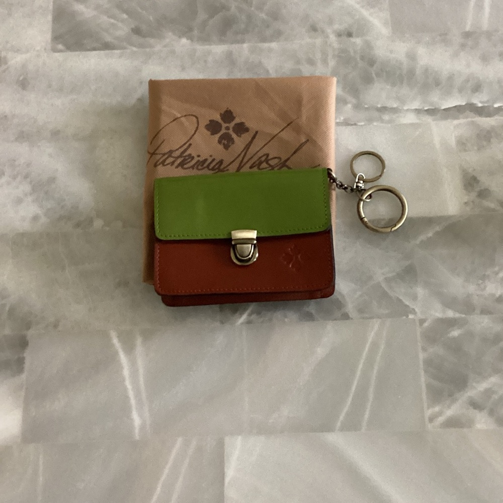 Patricia Nash Leather Wallet with Keychain - Green and Brown